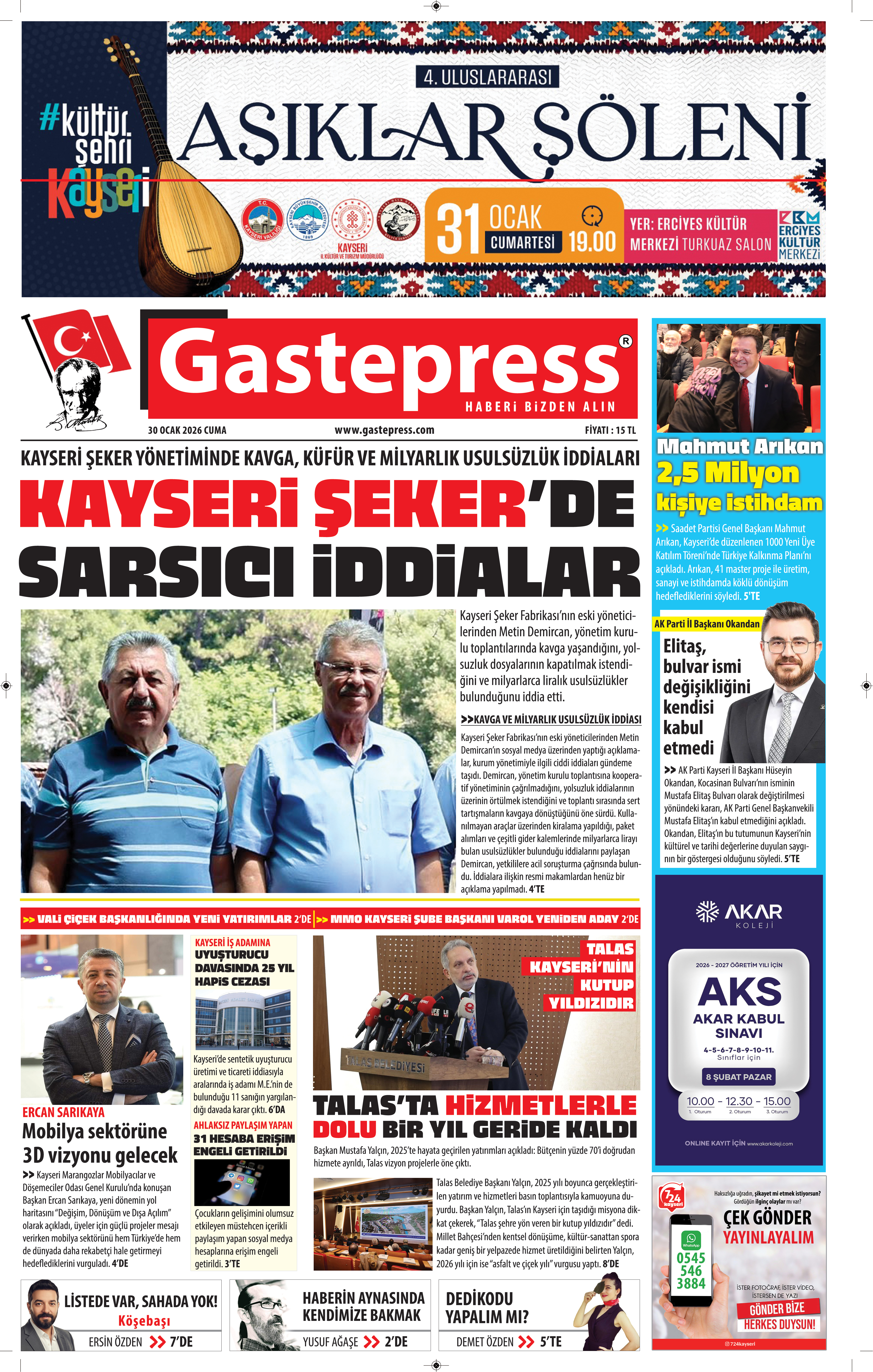 30 OCAK 2026 GASTEPRESS GAZETESİ