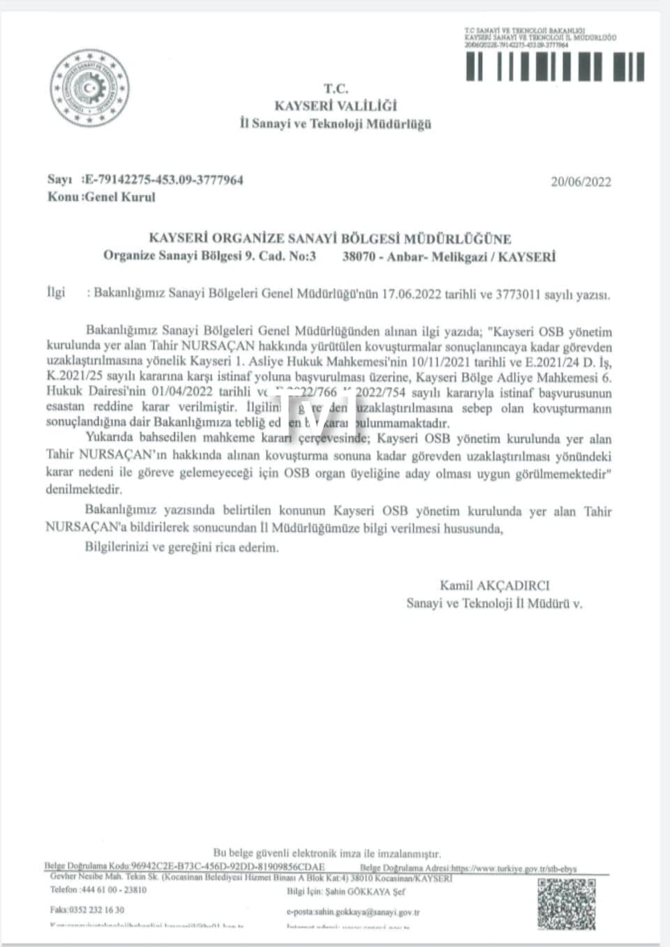 Tahir Nursaçan Sanayi Bakanlığına Kafamı Tutuyor?