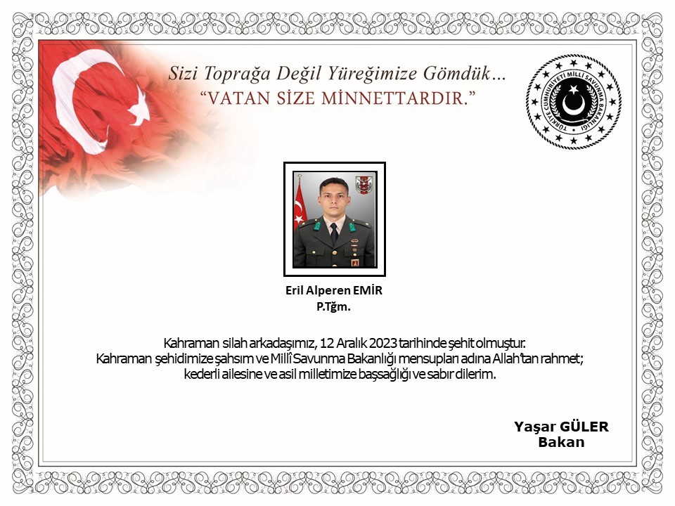 Pençe-Kilit operasyonu bölgesinde bir asker şehit oldu!