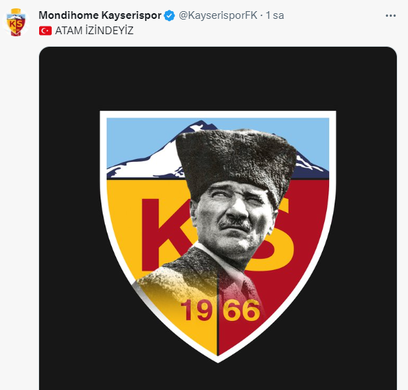 Kayserispor’dan ‘ATAM İZİNDEYİZ’ paylaşımı!