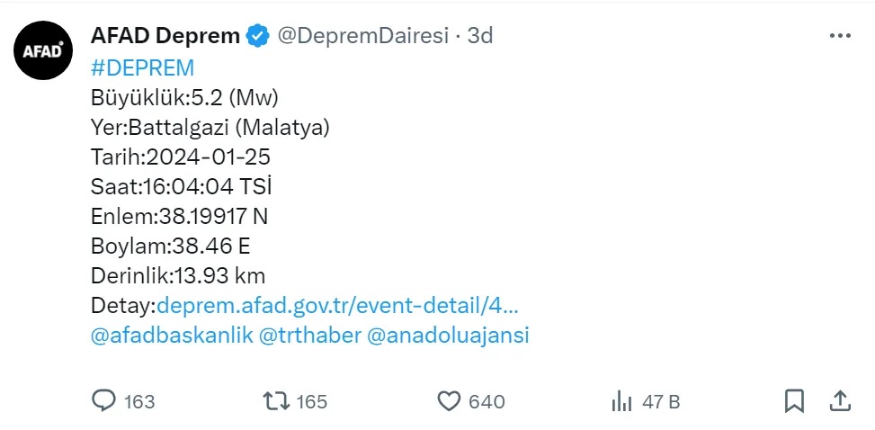 Malatya'da deprem oldu! Adıyaman, Kahramanmaraş, Elazığ, Diyarbakır, Şanlıurfa da sallandı!