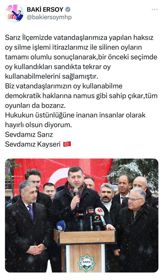 MHP Milletvekili Baki Ersoy böyle duyurdu!