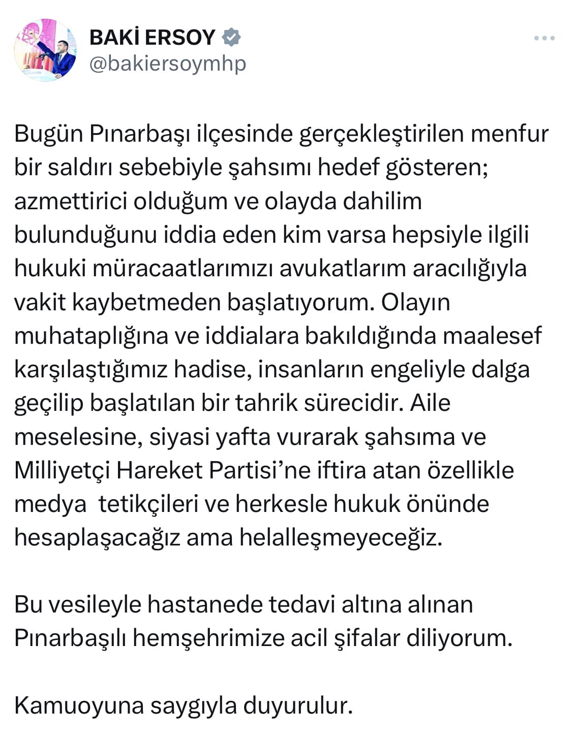Baki Ersoy: 'Hukuki Süreç Başlatıyoruz, İftira Atanlarla Hesaplaşacağız!