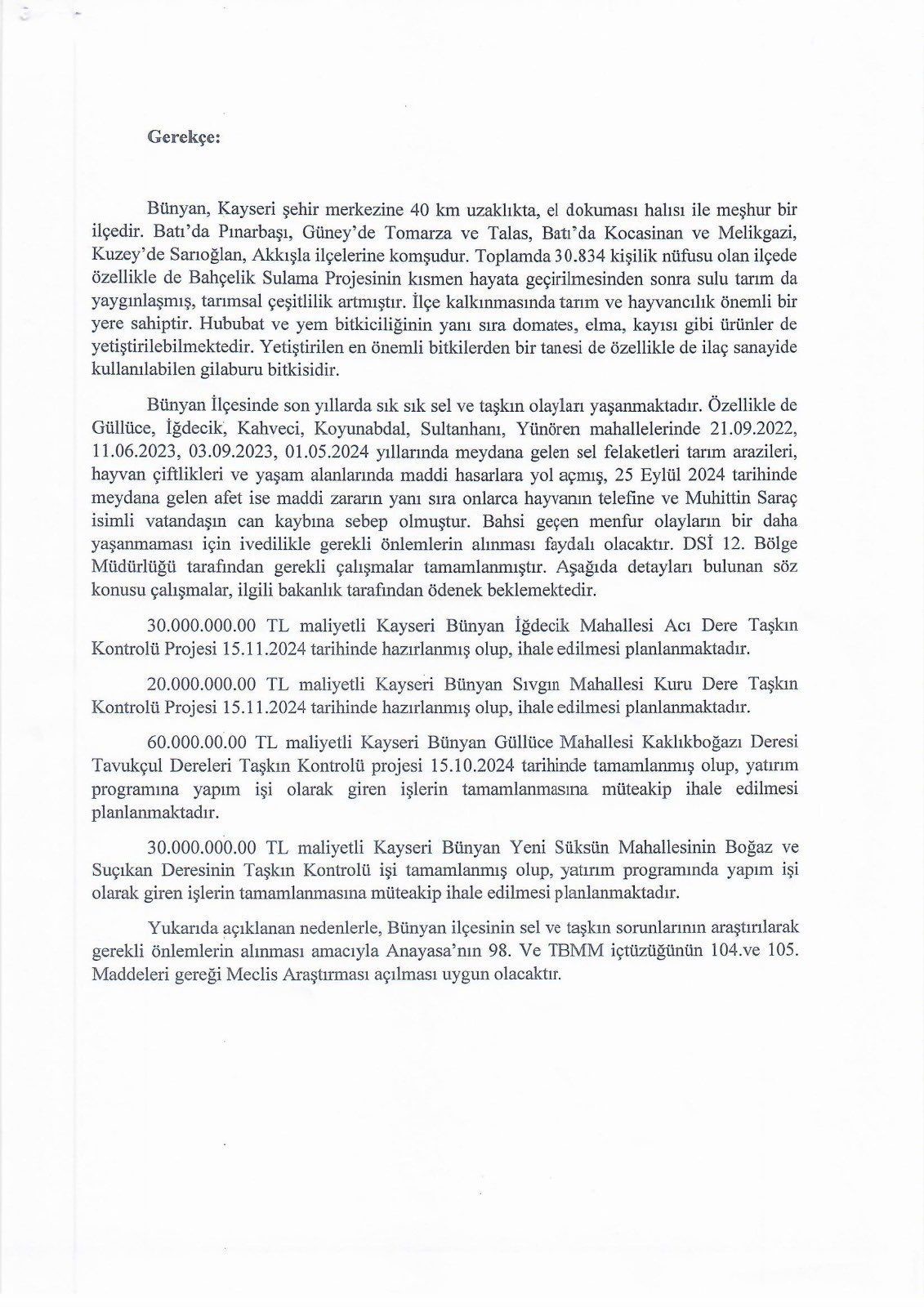 MHP’li Ersoy’dan Bünyan için meclis araştırma önergesi!