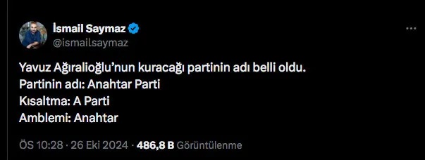 Yavuz Ağıralioğlu'nun partisinin ismi ve amblemi belli oldu!