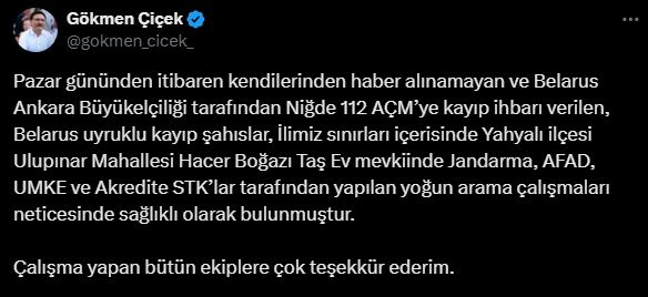Vali Çiçek İki Dağcının Hayatta olduklarını duyurdu!