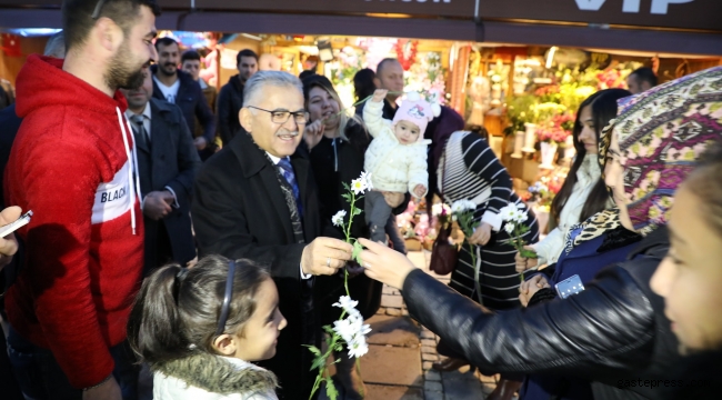 Başkan Büyükkılıç,  Çiçekçiler sokağı esnafını ziyaret etti