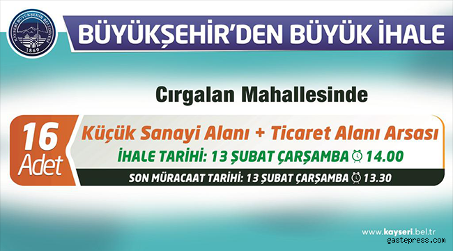 YATIRIMCILARA BÜYÜKŞEHİR’DEN ARSA FIRSATI