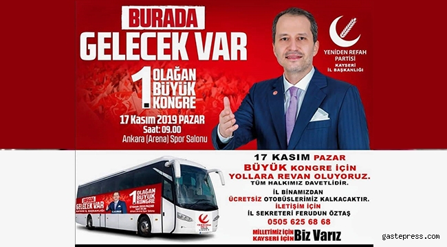 Yeniden Refah Partisi 17 Kasımda Ankara'da Kongreye Hazırlanıyor