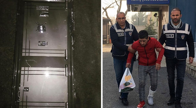 Çaldığı 250 kiloluk çelik kasanın üzerine düşmesiyle ayağı kırıldı