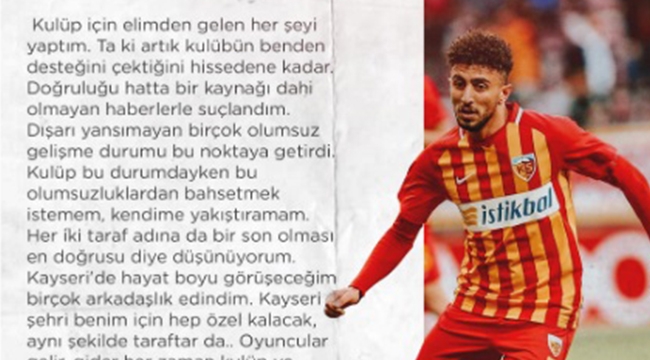 Kayserispor, Bilal ile yollarını ayırdı