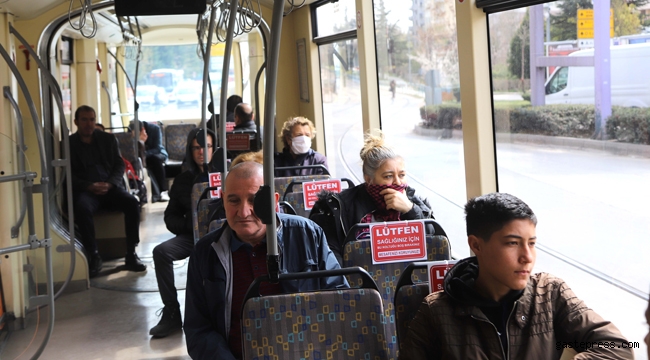 Eskişehir'de Toplu Taşımada 'Sosyal Mesafe'ye Dikkat Çekiliyor!