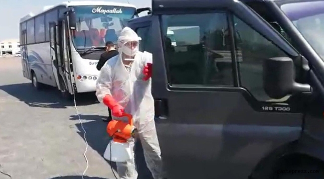 Kayseri OSB'de bulunan işçi servisleri dezenfekte edildi!
