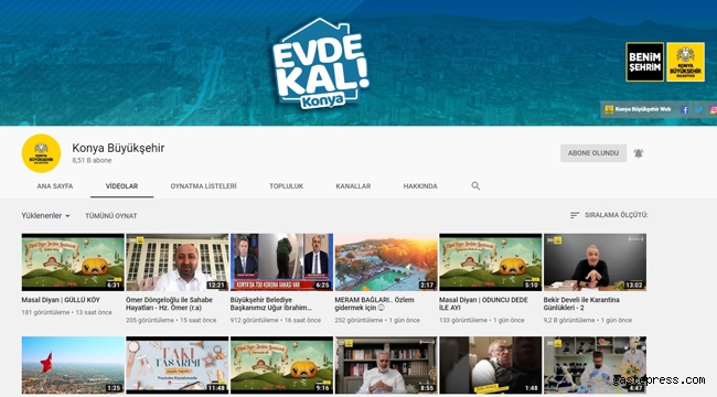 Konya Büyükşehir Youtube Kanalından Evlere Misafir Oluyor!