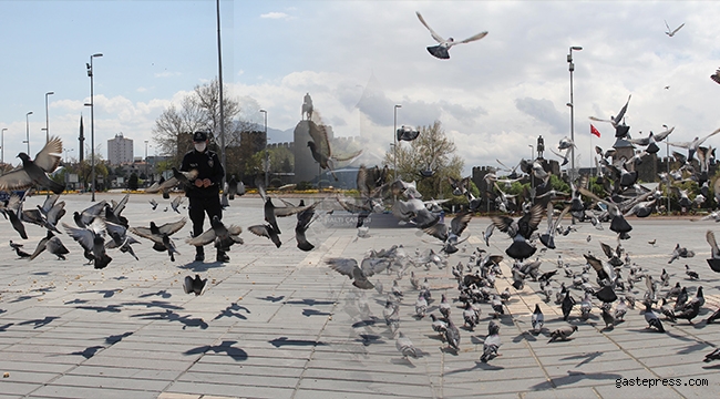 Kayseri'de meydanlar güvercinlere kaldı