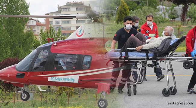 Köstebek tabancasıyla yaralanan yaşlı adam ambulans helikopterle hastaneye kaldırıldı