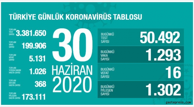 30 Haziran Türkiye'de koronavirüs raporu belli oldu!