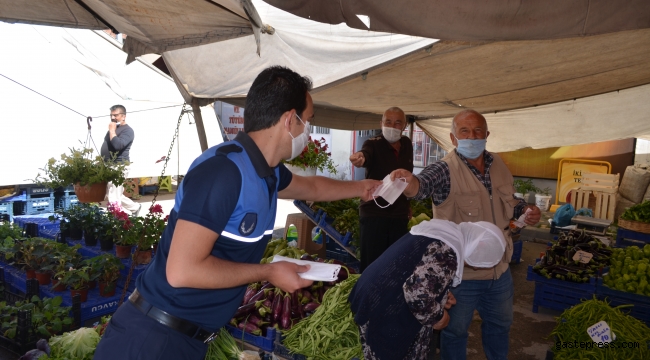 Kayseri Bünyan Belediyesi Zabıta Ekipleri Hem Maske Dağıttı, Hem Denetledi!