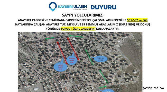 Kayseri Ulaşım AŞ'den yol çalışmasıyla ilgili bilgilendirme tweeti geldi!