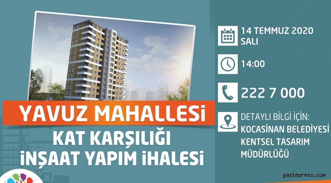 Kayseri Kocasinan'da Kentsel Dönüşüm İçin İhale Vakti!