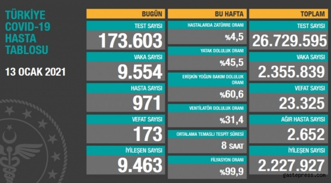 13 Ocak koronavirüs tablosu!