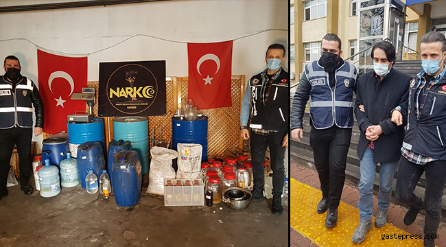 Kayseri'de uyuşturucu imalatında kullanılan 2 ton kimyasal madde ele geçirildi: 7 gözaltı!