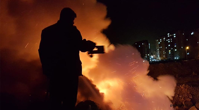 Eski taş ocağı arazisinde çıkan yangın korkuttu!