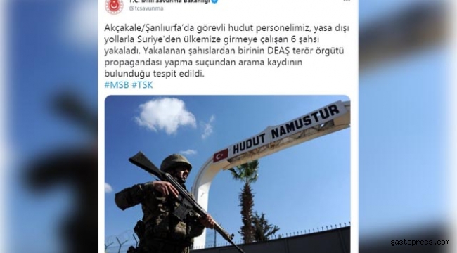 MSB: Ülkeye girmeye çalışan 6 kişi yakalandı!