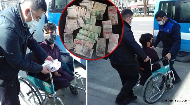 Tekerlekli sandalyede dilenirken yakalandı!