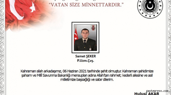 MSB: 1 asker şehit oldu!