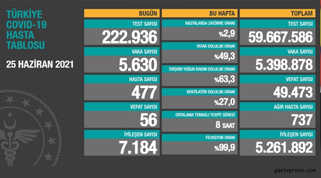 Türkiye 25 Haziran 2021 koronavirüs vaka ve ölü sayısı! 