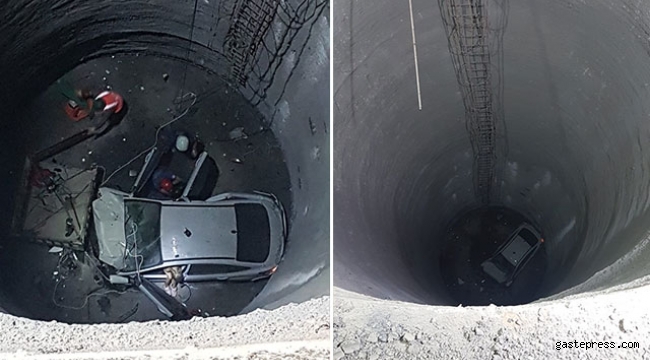 Otomobil 25 metre yüksekliğindeki metro inşaatına düştü: 1 ölü, 1 yaralı!