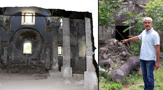 Kayseri'de definecilerin tahrip ettiği kilise, restore edilmeyi bekliyor