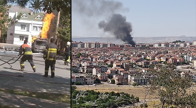 Kayseri'de Tüp yüklü kamyon yandı!