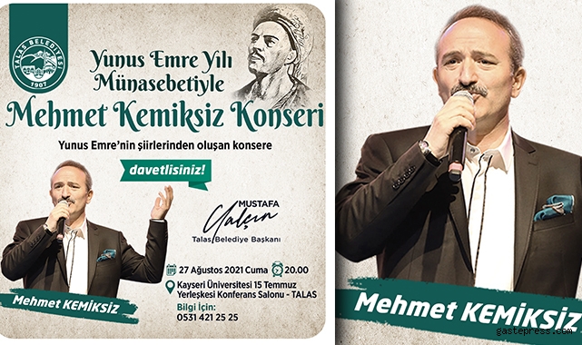 Kayseri Talas'ta Mehmet Kemiksiz konseri!