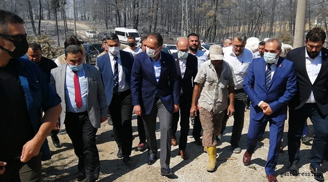 Yeniden Refah lideri Erbakan  yangın bölgesini ziyaret etti