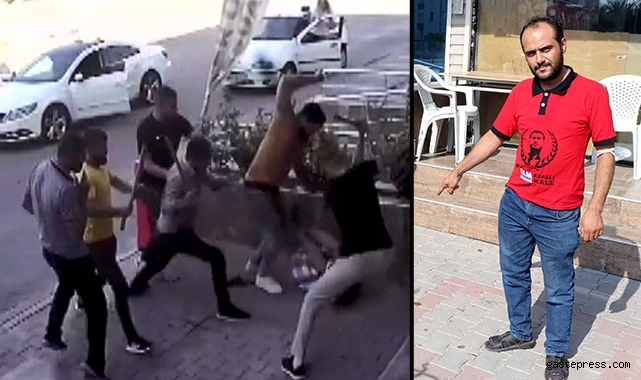 6 kişinin otomobil aksesuarcısını sopalarla darp etmesi güvenlik kamerasında!
