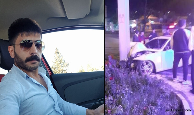 Otomobil direğe çarptı; sürücü Erkan öldü!