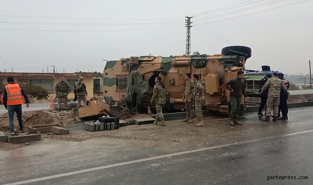 Hatay'da zırhlı askeri araç devrildi!