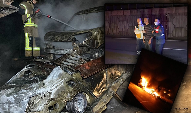 Sıfır Fiat marka araçlar alev alev yandı, sürücü fenalık geçirdi!