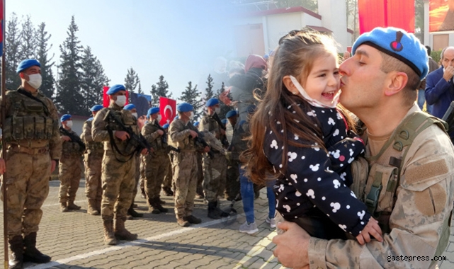 Suriye görevinden dönen komandolar evlatlarını öpücüklere boğdu!