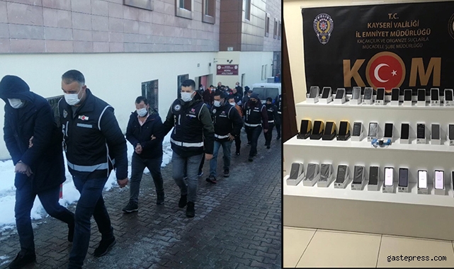 Kayseri merkezli 3 ilde kaçak telefon operasyonunda gözaltına alınan 9 kişi adliyede!