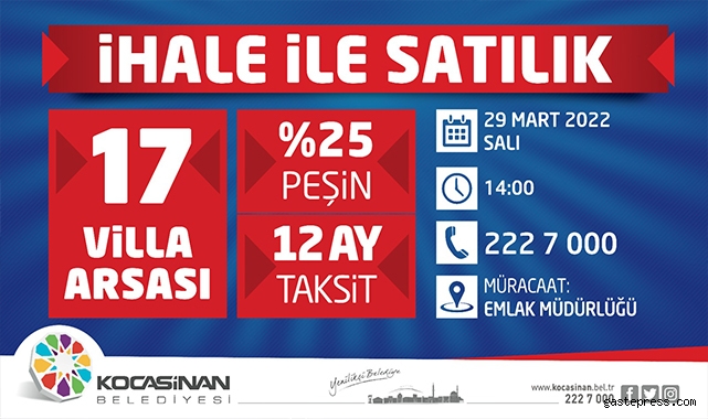 Kayseri Kocasinan'da villa arsası ihalesine son 2 gün!