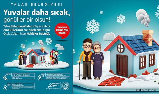 Kayseri Talas'ta nakit kış desteğine başvurular sürüyor!