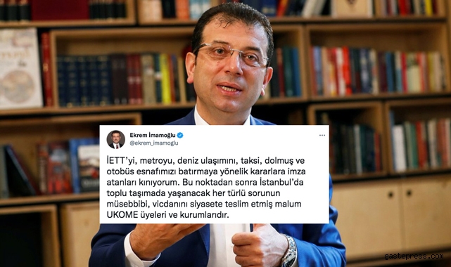 İstanbul ulaşım zammı reddedildi Ekrem İmamoğlu 'batırmak istiyorlar' diye tweet attı!