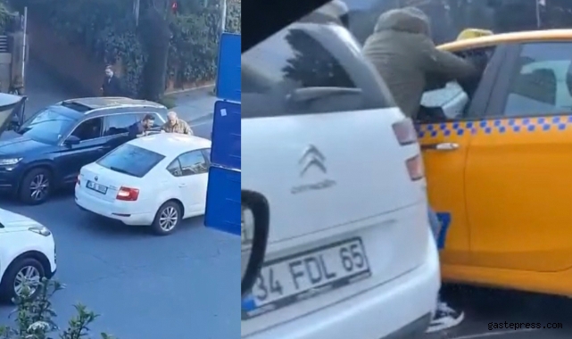 Levent'te trafikte yol verme kavgasında ilginç anlar!