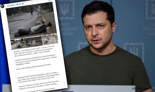Rusya'nın çekildiği bölgeden fotoğraf paylaşan Zelenski, Rus askerlerine küfrederek tepkisini dile getirdi!