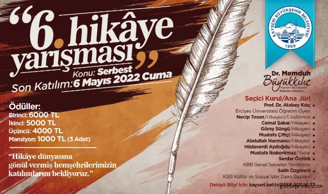 Kayseri Büyükşehir 6.Hikaye yarışmasına yoğun ilgi!