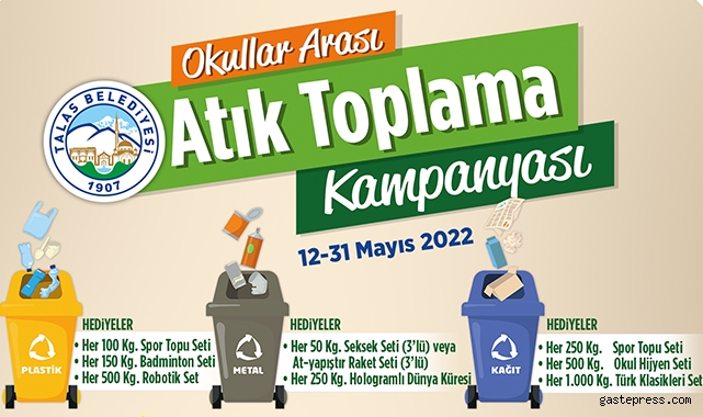 Kayseri Talas'ta okullar arası atık toplama kampanyası!