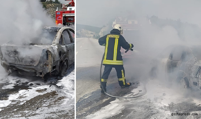 Seyir halindeki otomobil alev alev yandı!